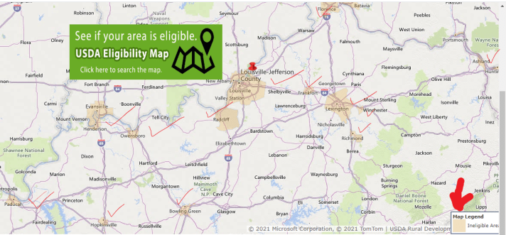 USDA RURAL HOUSING MAP FOR KENTUCKY 2021 ELIGIBLE PROPERTIES