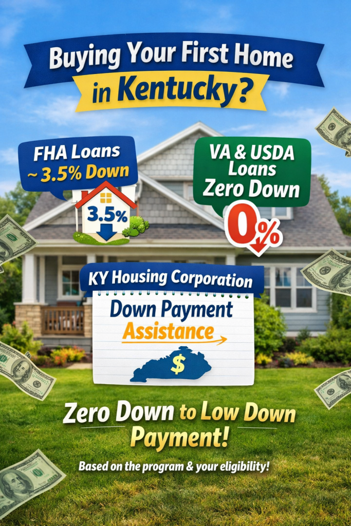 As a first-time homebuyer in Kentucky, the amount you'll need for a down payment really depends on the type of loan program you choose. For example, FHA loans might require about 3.5% down, while VA and USDA loans can sometimes allow zero down if you qualify. Additionally, Kentucky Housing Corporation offers down payment assistance that can help reduce the amount you need upfront. So it can range from zero down to a few percent, depending on the program and your eligibility.