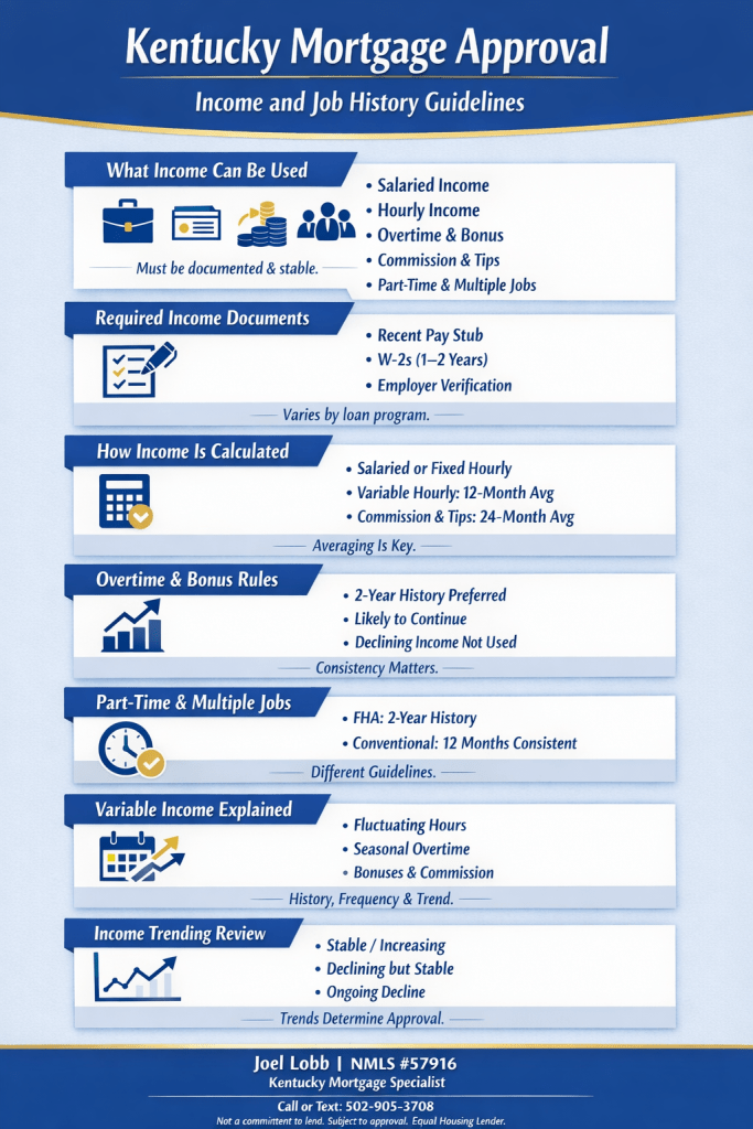 Kentucky Mortgage Approval
Income and Job History Guidelines
